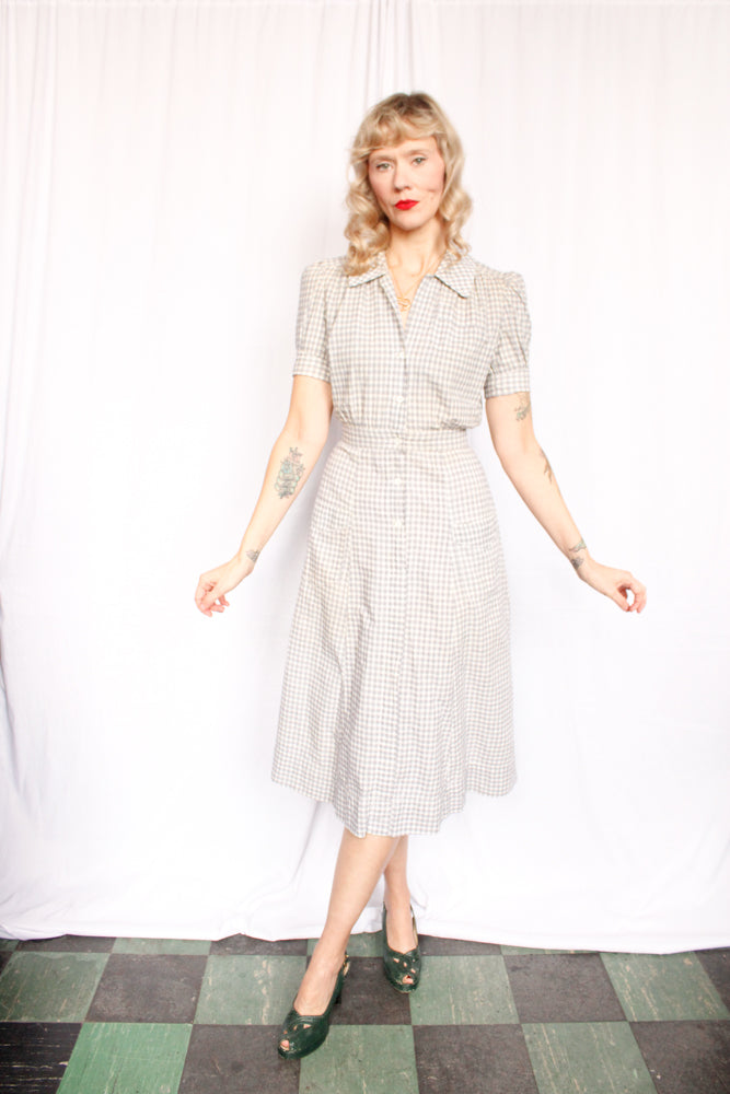1940s RARE Cotton Farm Dress - Xsmall