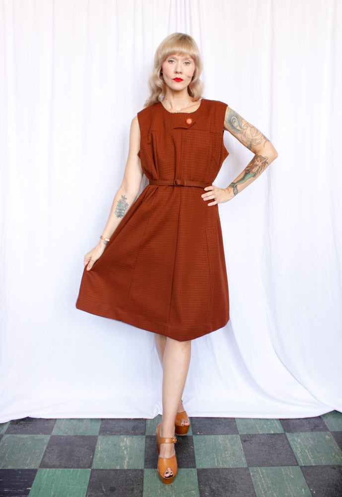 1960s Amber Brown Aline Dress - XXL
