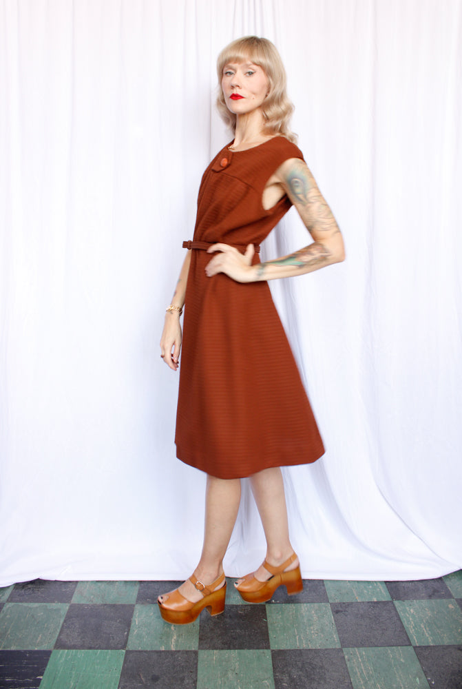1960s Amber Brown Aline Dress - XXL