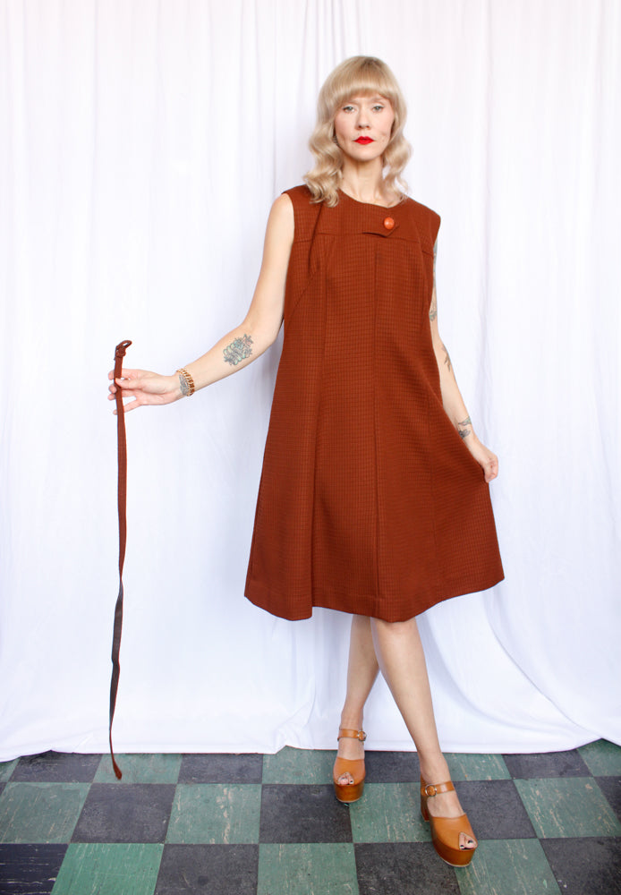 1960s Amber Brown Aline Dress - XXL