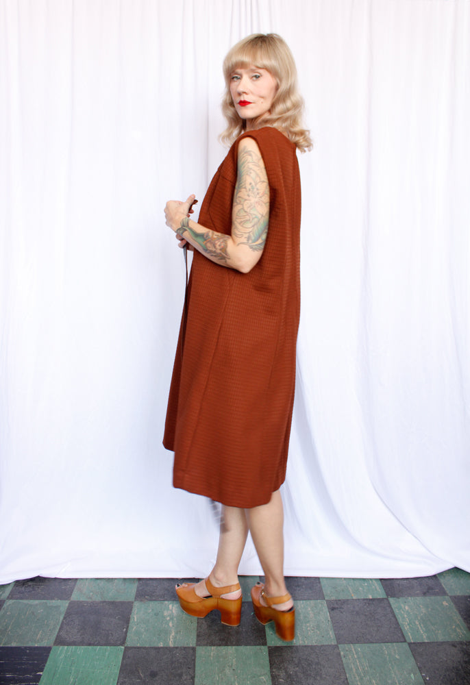 1960s Amber Brown Aline Dress - XXL