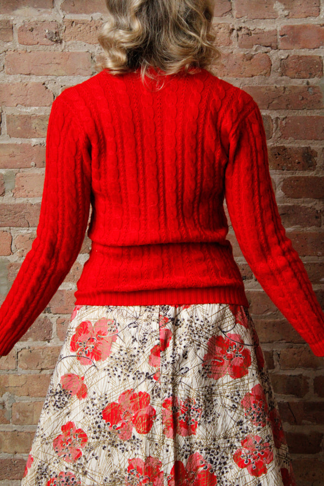 1960s Marshall Fields & Co Red Cardigan - Medium