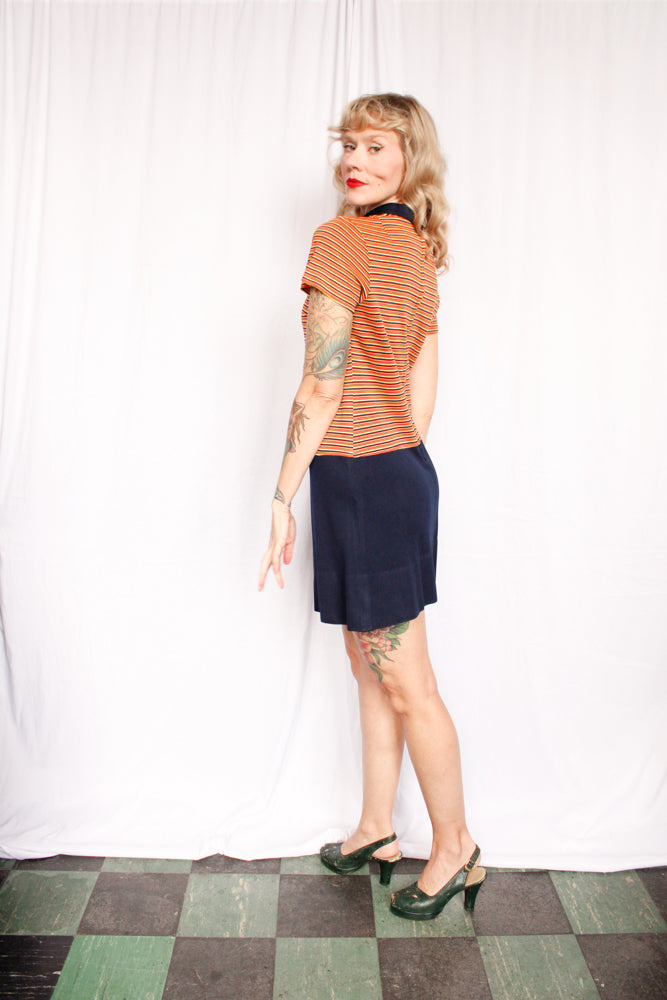 1960s Striped Mini MOD Dress - Medium