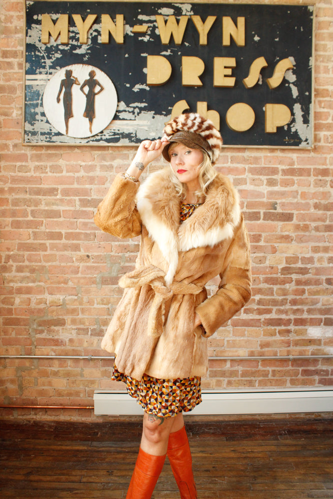 1970s Blonde Guanaco Fur Wrap Coat - M/L