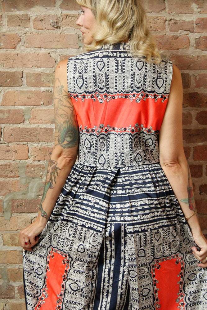 1960s Toni Todd Paisley Maxi Dress - Medium
