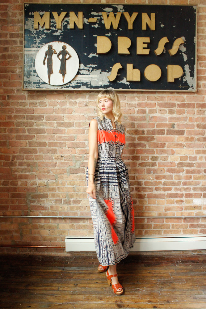 1960s Toni Todd Paisley Maxi Dress - Medium