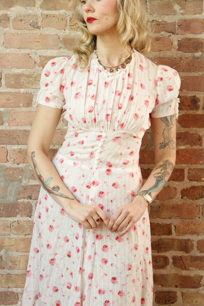 cotton day dress 1930s Willow Floral Cotton Day Dress