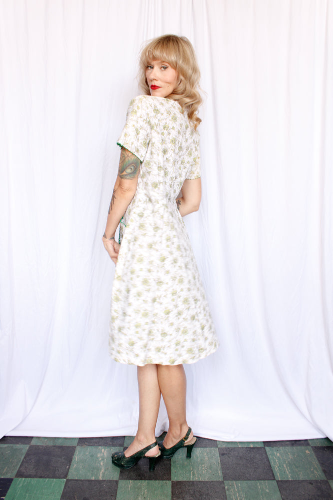 1940s Bill Sims Togs Half Size Floral Dress - XL