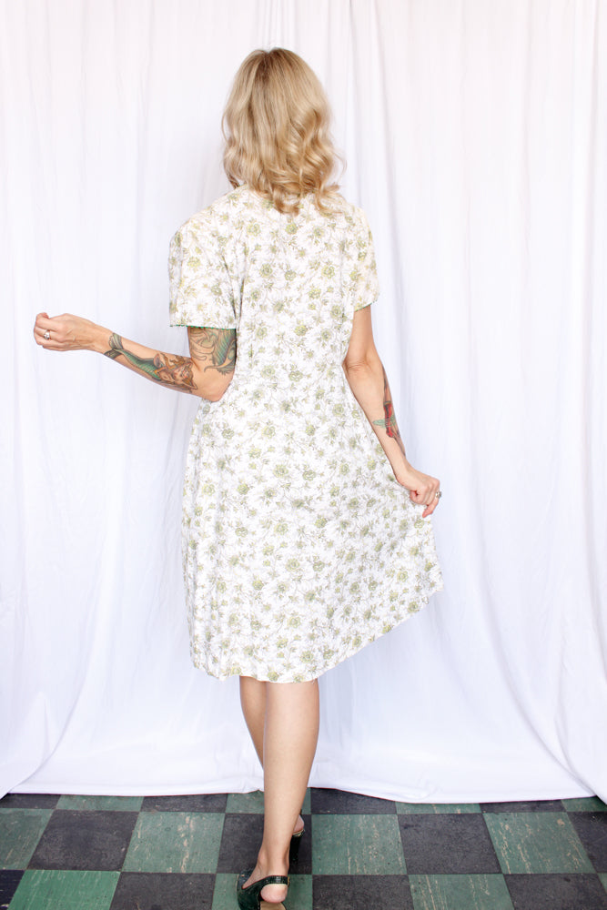 1940s Bill Sims Togs Half Size Floral Dress - XL
