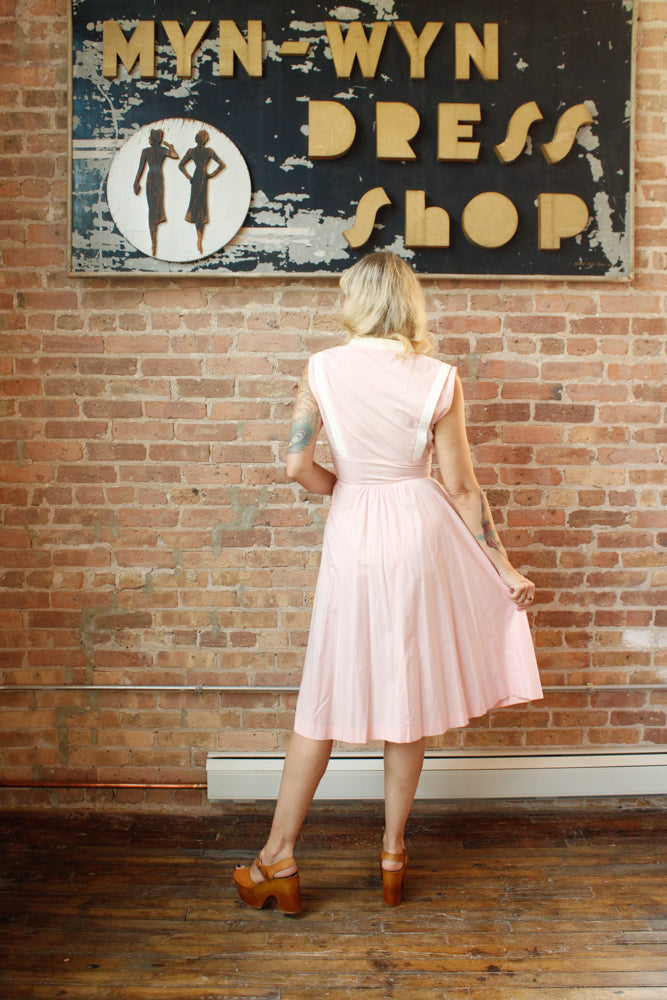 1950s Pink Pretty Bow Dress - S/M