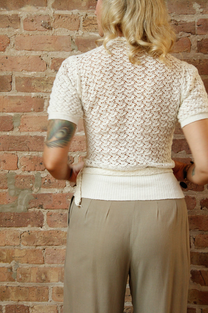 1930s Grey Wool Crepe Pants - 26 waist