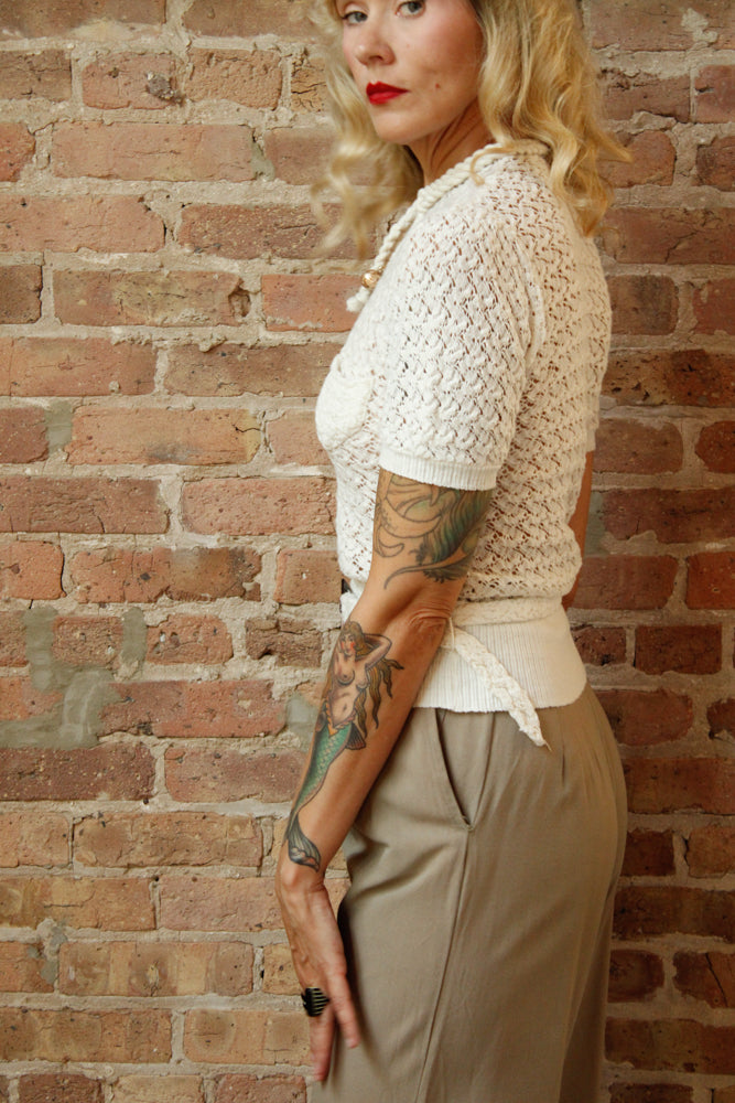 1930s Grey Wool Crepe Pants - 26 waist