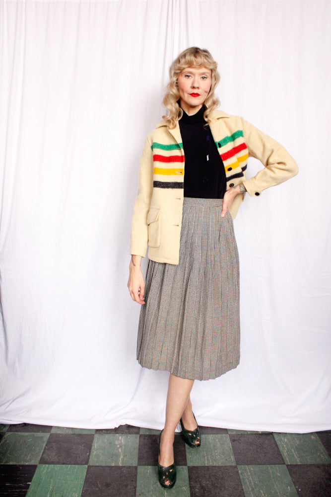 1940s Collegiate Pleated Plaid Skirt - Xsmall