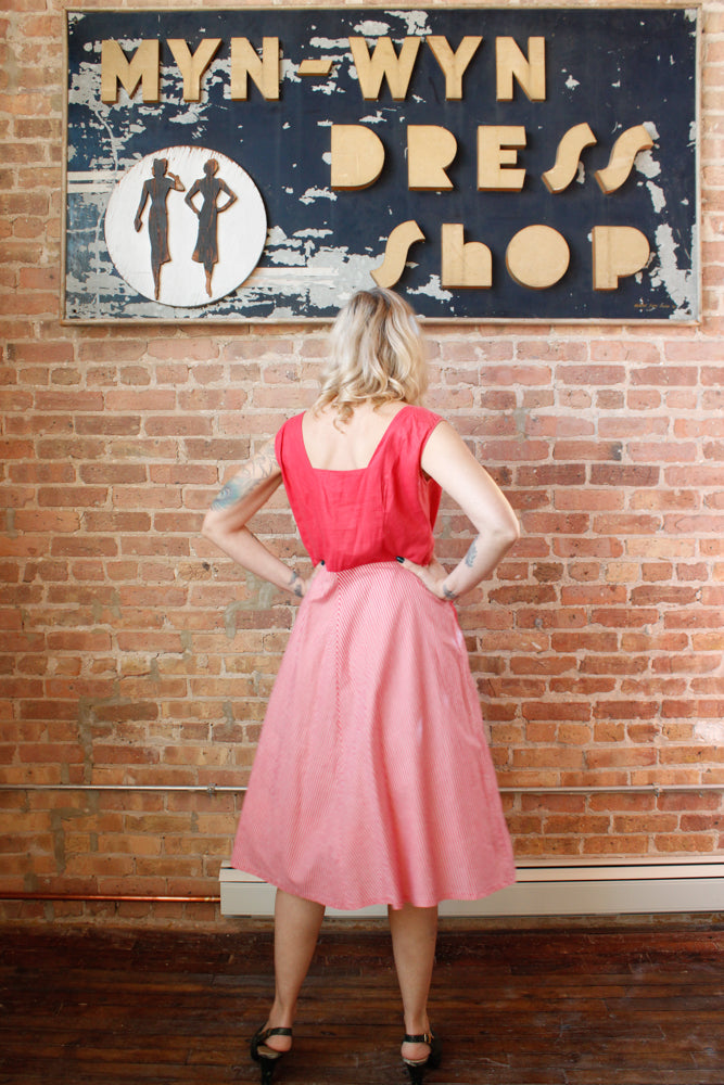 1950s Brentwood Pink Striped Dress - M/L