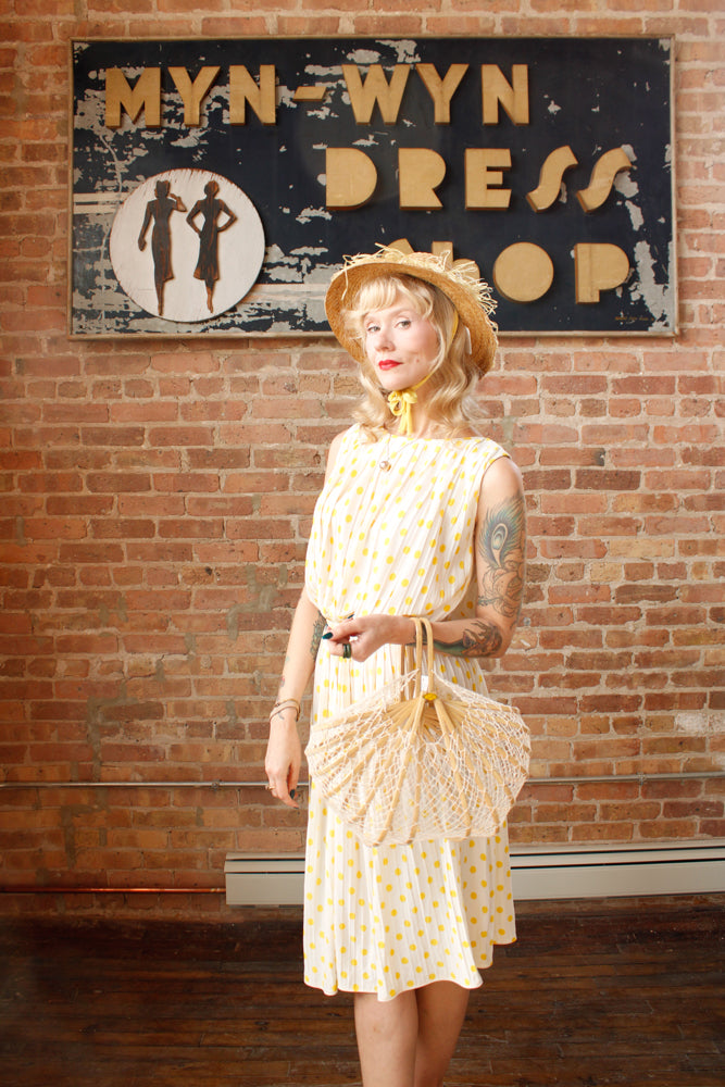 1940s RARE Collapsable Blonde Bamboo Summer Bag