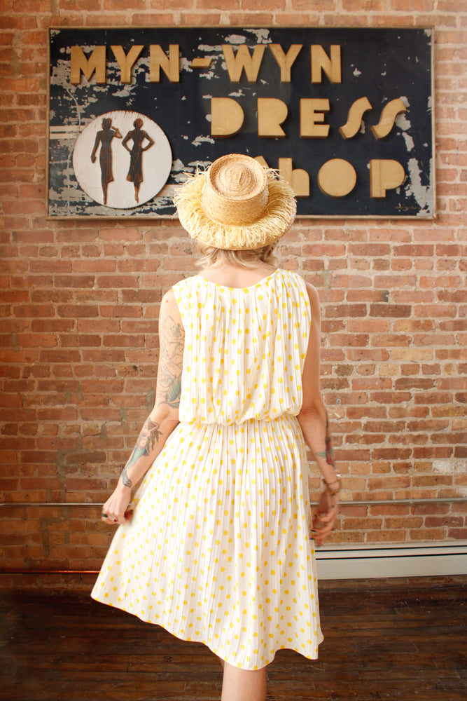 1950s Straw & Yellow Raffia Sun Hat
