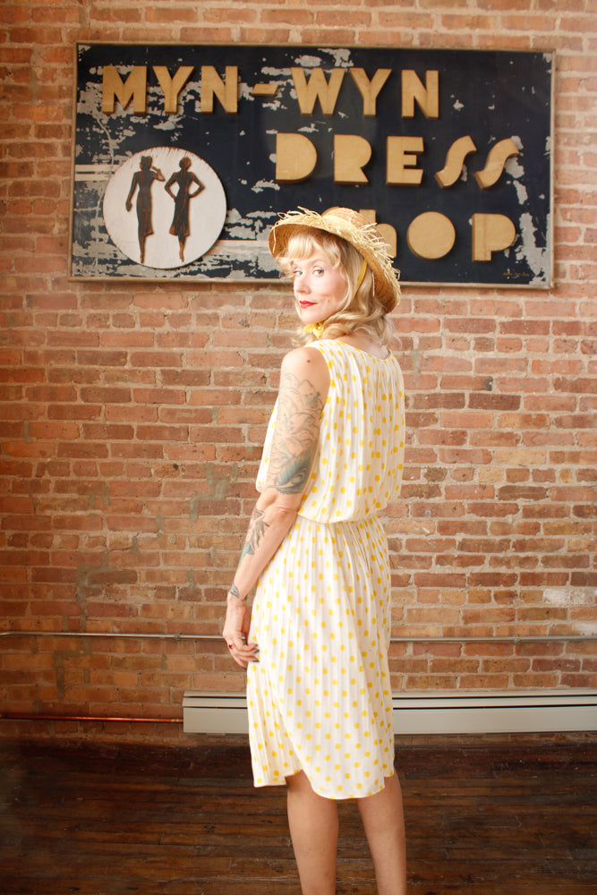 1950s Straw & Yellow Raffia Sun Hat