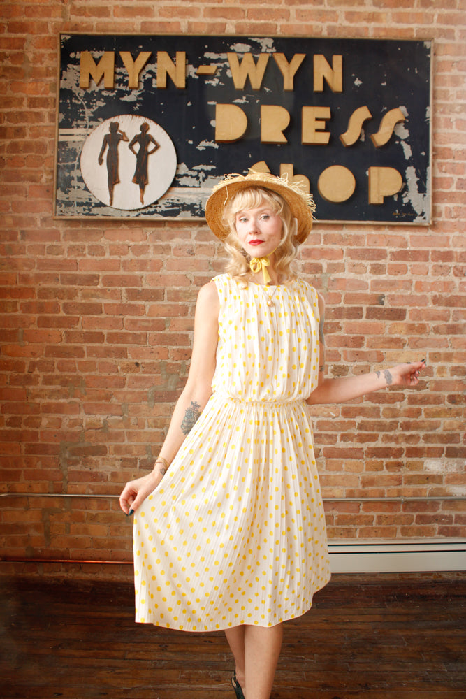 1950s Straw & Yellow Raffia Sun Hat