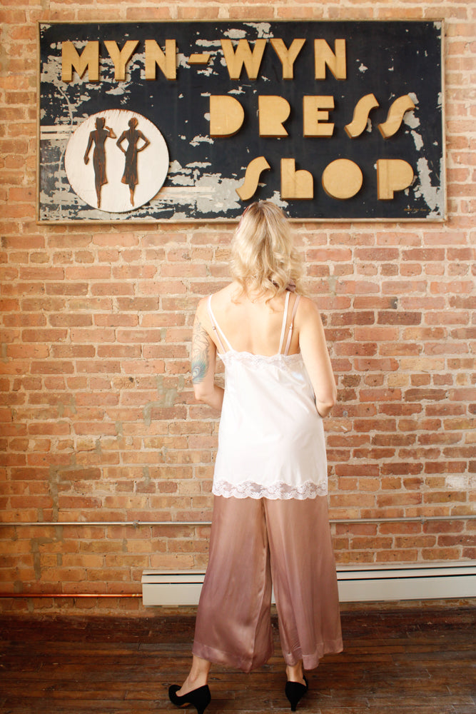 1960s Silky Rayon Ivory Camisole - Medium