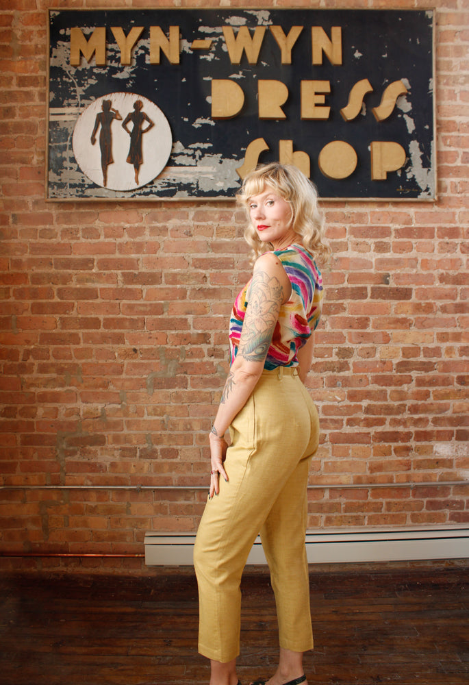 1950s Wool Colorful Maya de Mexico City Crop Blouse - M/L
