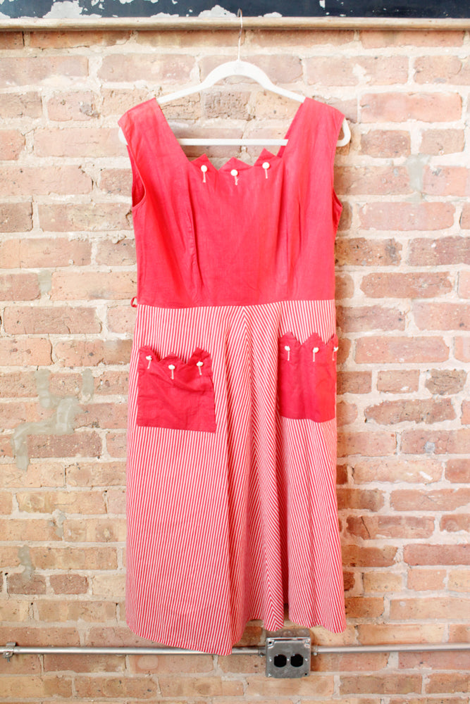 1950s Brentwood Pink Striped Dress - M/L