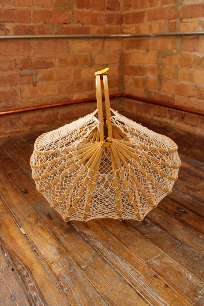 1940s RARE Collapsable Blonde Bamboo Summer Bag