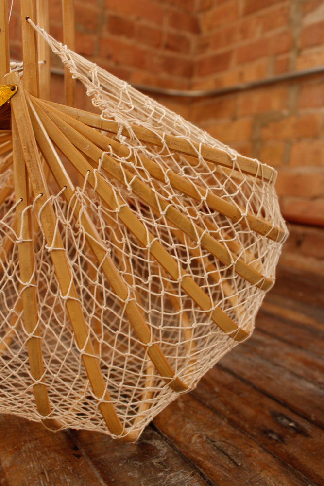1940s RARE Collapsable Blonde Bamboo Summer Bag