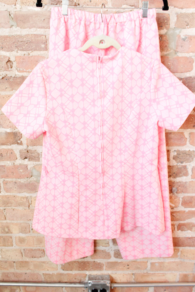 1960s/1970s Pink Tunic & Pant Set - Large