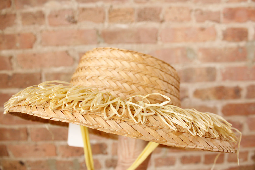 1950s Straw & Yellow Raffia Sun Hat