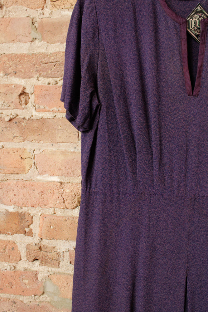1940s Plum Purple Rayon Dress - M/L