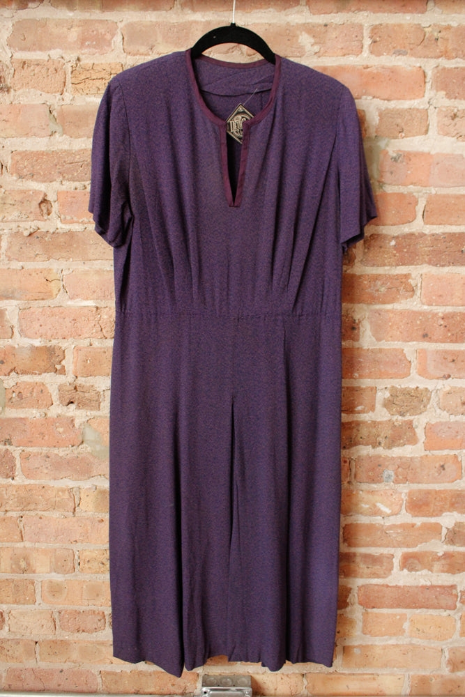 1940s Plum Purple Rayon Dress - M/L