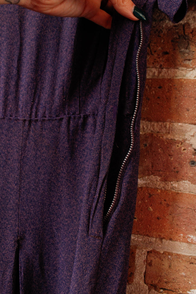 1940s Plum Purple Rayon Dress - M/L