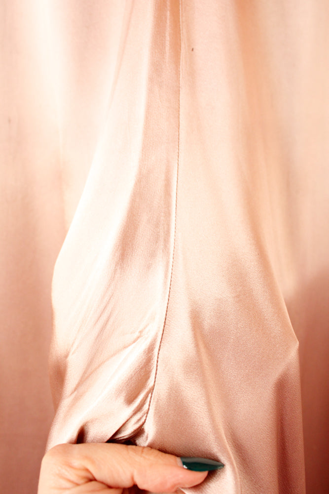 1940s Satin Rayon Lavender Wide Leg Pant (As is) with Matching Head Scarf - S/M