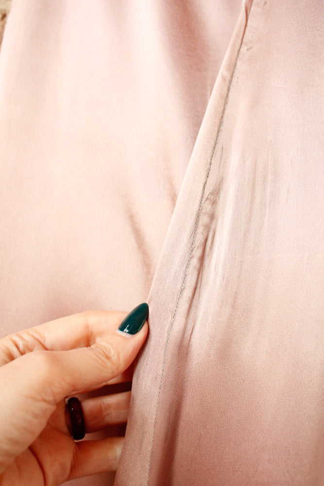 1940s Satin Rayon Lavender Wide Leg Pant (As is) with Matching Head Scarf - S/M