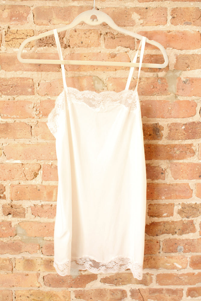 1960s Silky Rayon Ivory Camisole - Medium