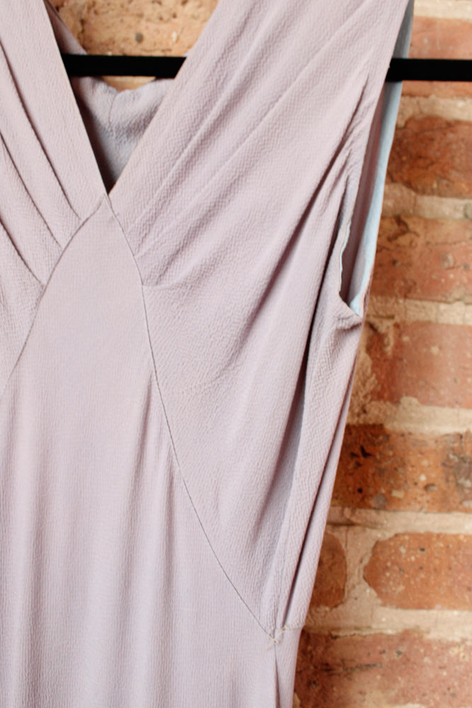 1930s Lavender Rayon Crepe Bias Cut Gown - S/M