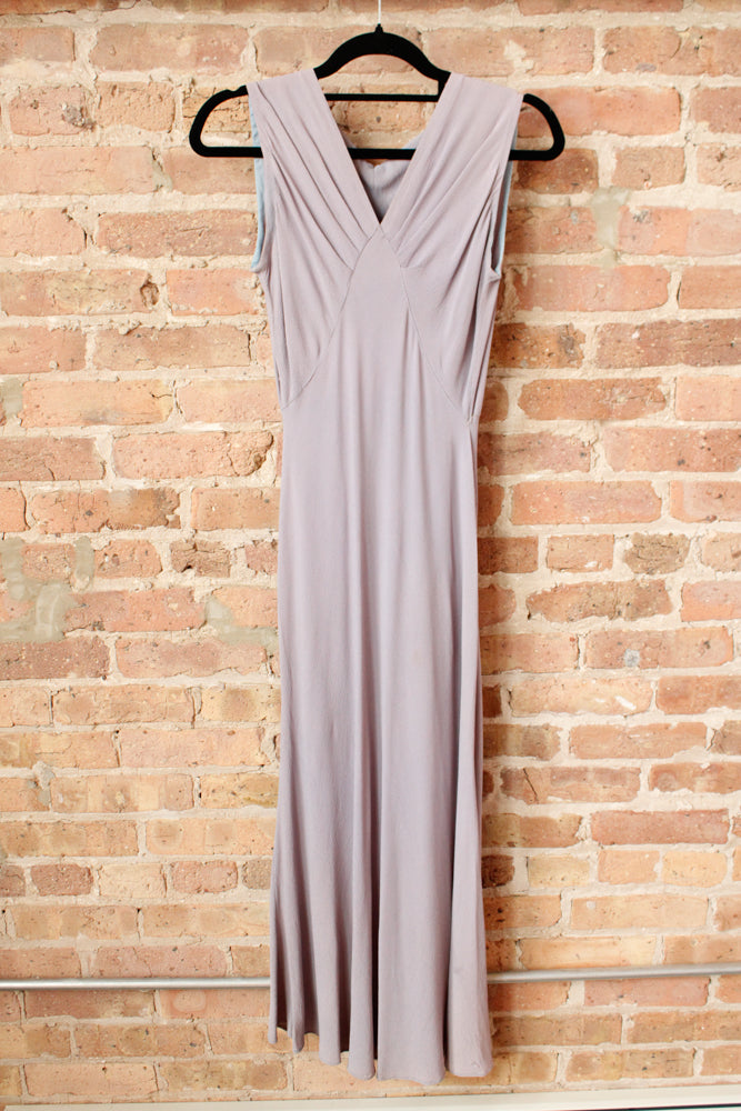 1930s Lavender Rayon Crepe Bias Cut Gown - S/M