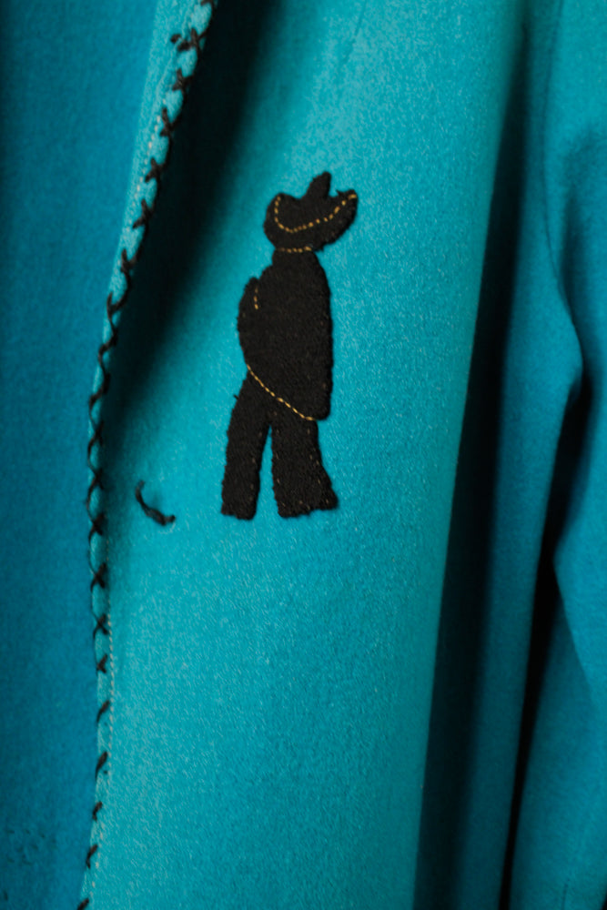 1940s Rare Turquoise & Black Wool Tourist Jacket - Medium
