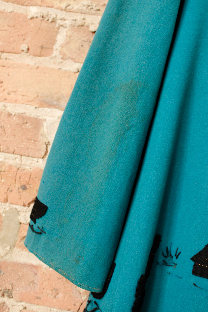 1940s Rare Turquoise & Black Wool Tourist Jacket - Medium