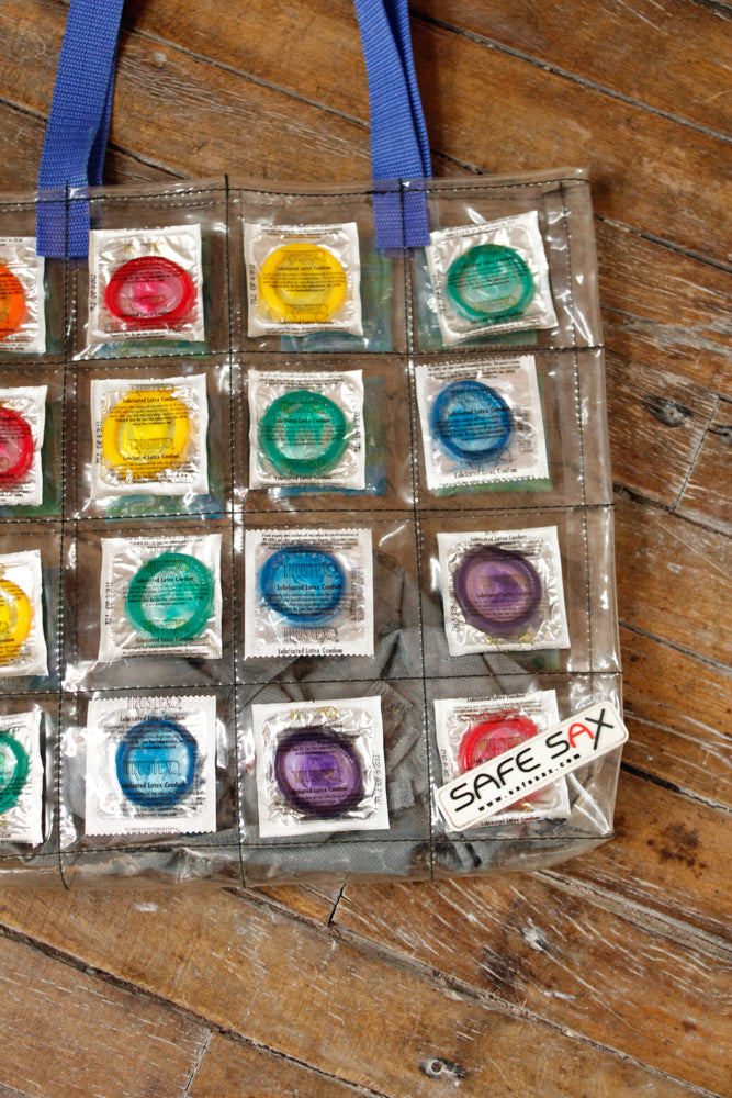 1991 Rare Collector's Edition "Safe Sax" Condom Vinyl Tote Bag