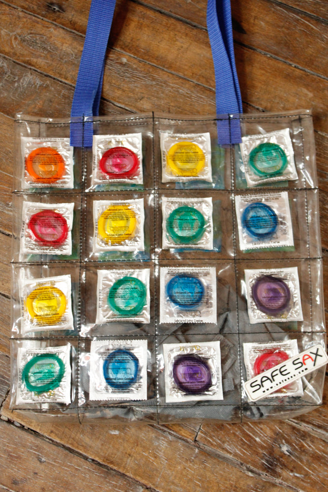 1991 Rare Collector's Edition "Safe Sax" Condom Vinyl Tote Bag