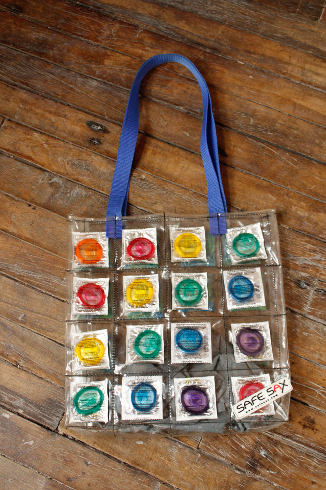 1991 Rare Collector's Edition "Safe Sax" Condom Vinyl Tote Bag