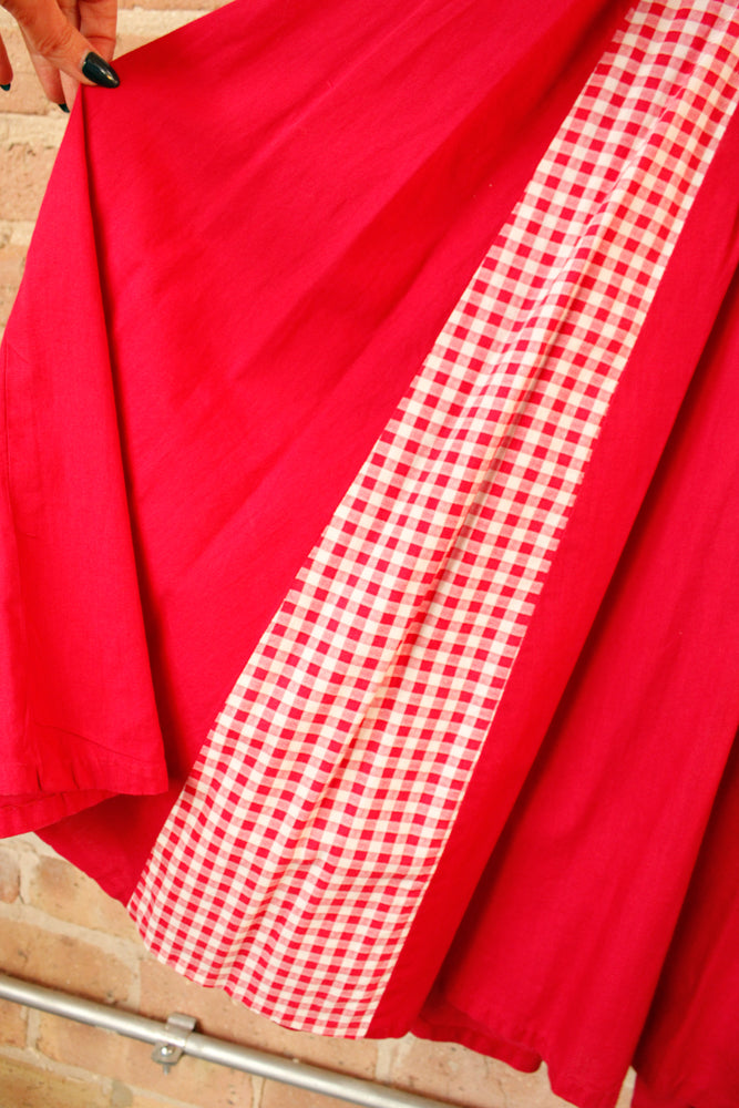 1950s Magenta Pink Peekaboo Gingham Dress - Small