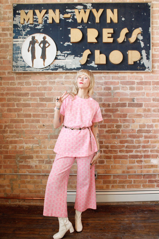 1960s/1970s Pink Tunic & Pant Set - Large