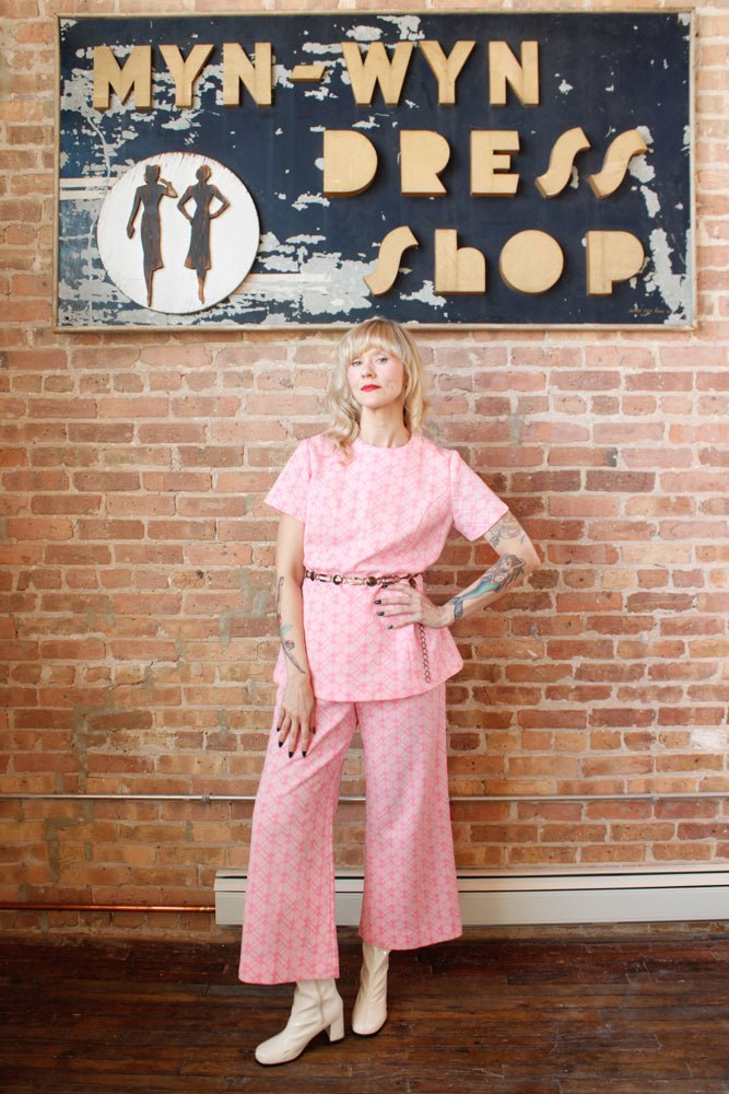 1960s/1970s Pink Tunic & Pant Set - Large