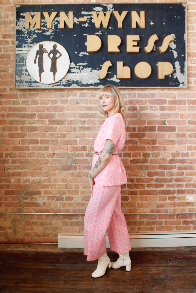 1960s/1970s Pink Tunic & Pant Set - Large