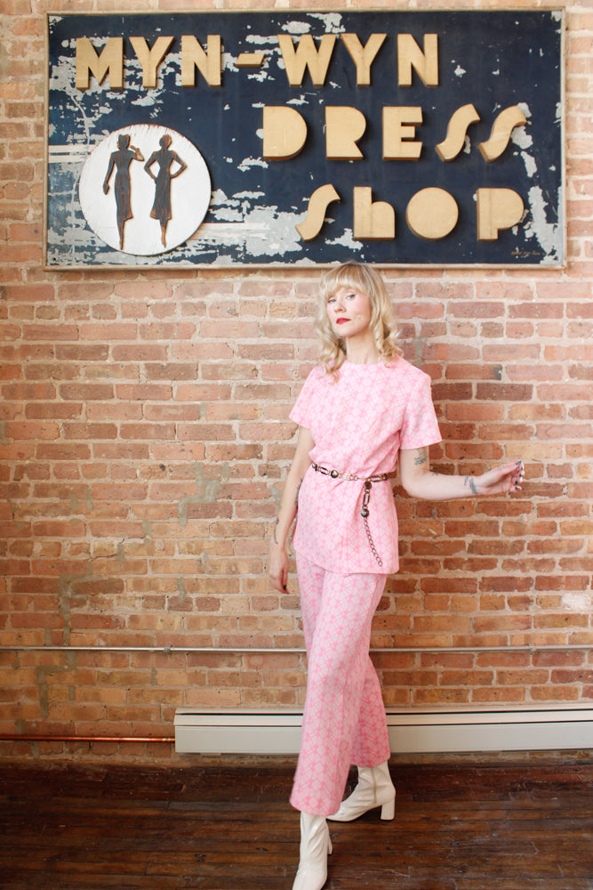 1960s/1970s Pink Tunic & Pant Set - Large