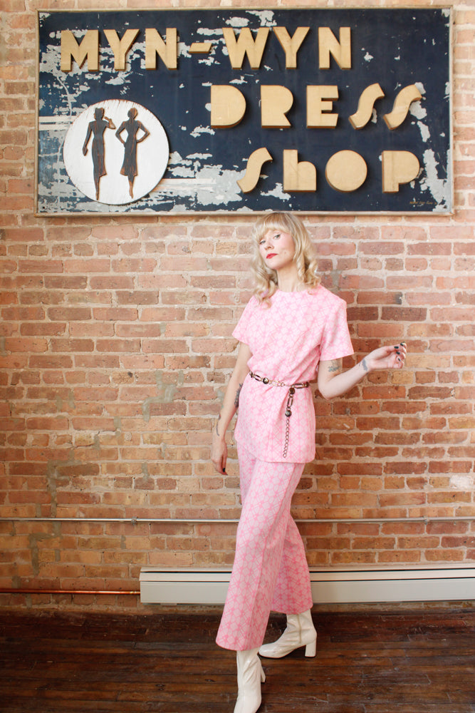 1960s/1970s Pink Tunic & Pant Set - Large