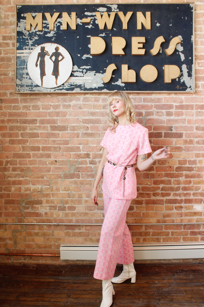 1960s/1970s Pink Tunic & Pant Set - Large