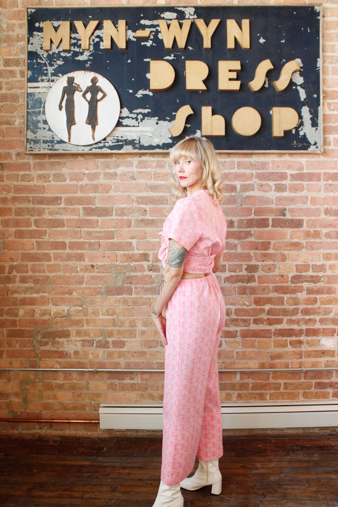 1960s/1970s Pink Tunic & Pant Set - Large
